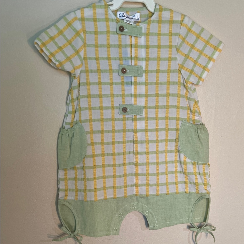 Clayeux Yellow and Green Checkered Kids One Piece